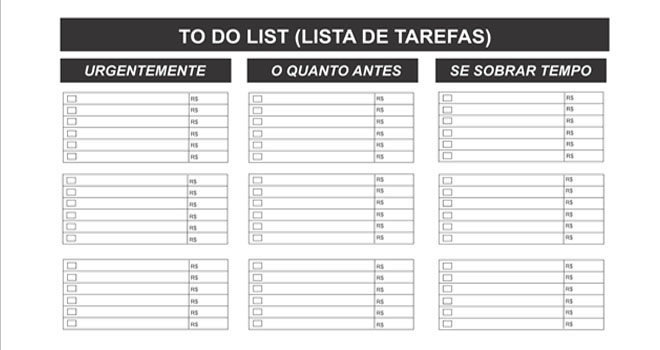 lista de tarefas para uma melhor organização pessoal e profissional