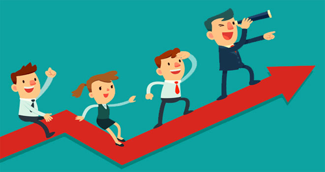 Grupo de pessoas visualizando as metas com disciplina